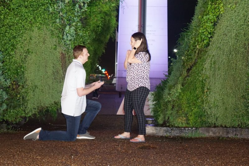 Photo of Joel proposing to Erica